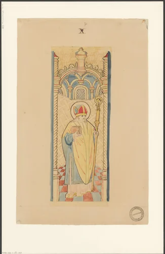 Bisschop, mogelijk Heilige Benedictus by anonymous, drawing, 1850-1949