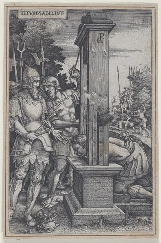 Titus Manlius, from "Roman Heroes" by Georg Pencz, print, 1535