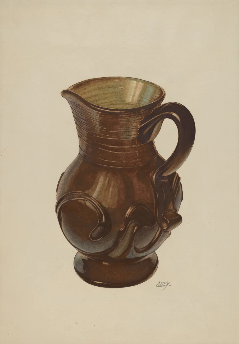 Pitcher by Beverly Chichester, index of american design, 1935-1942