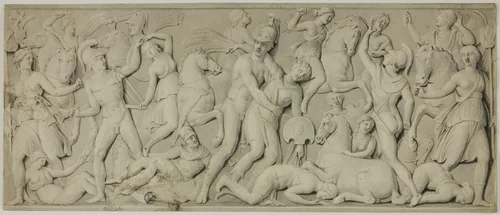 Frieze with Battle of the Amazons by Unknown Artist, drawing, 1800-1899