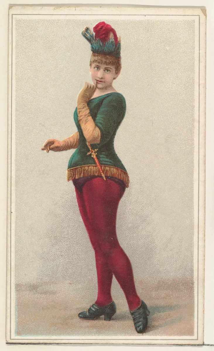 Actress wearing green bodice with dagger, from Stars of the Stage, Second Series (N130) issued by Duke Sons & Co. to promote Honest Long Cut Tobacco by W. Duke, Sons & Co., print, 1891