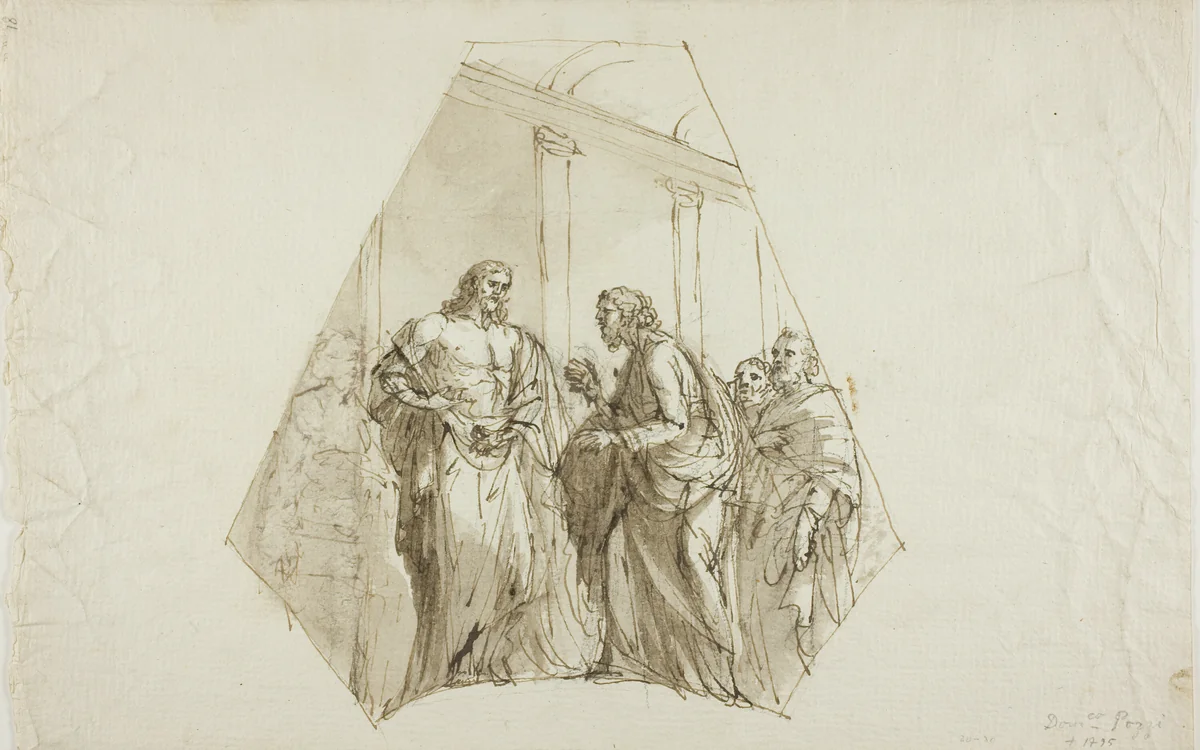 Doubting Thomas (Spandrel Design) by Domenico Pozzi, drawing, 1764-1796
