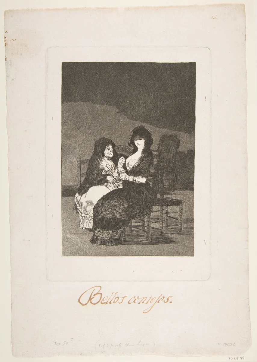 Plate 15 from 'Los Caprichos': Pretty Advice (Bellos consejos) by Goya, print, 1799