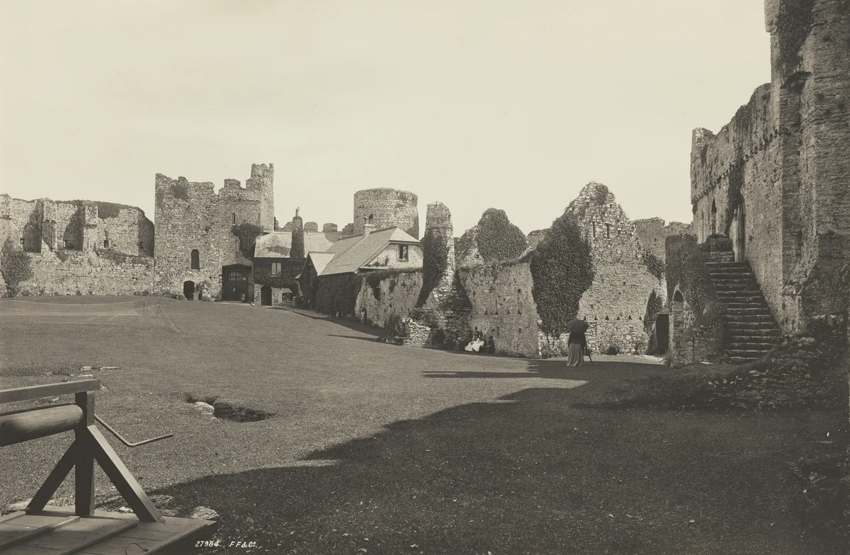 Manorbier Castle Courtyard, Wales by Francis Frith, photograph, 1890-1899