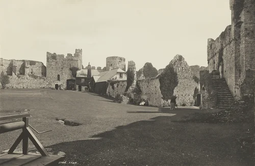 Manorbier Castle Courtyard, Wales by Francis Frith, photograph, 1890-1899