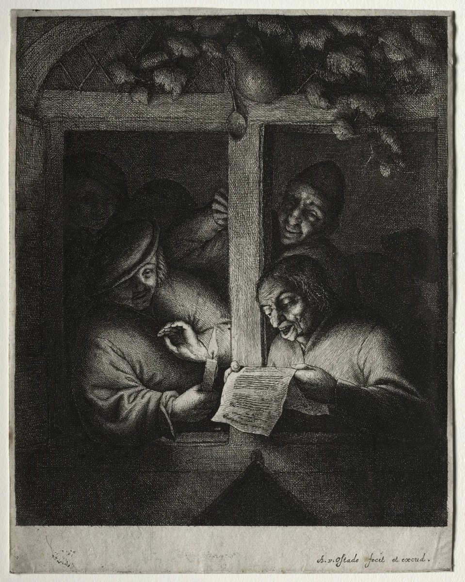 The Carol Singers by Adriaen van Ostade, print, 1663-1673