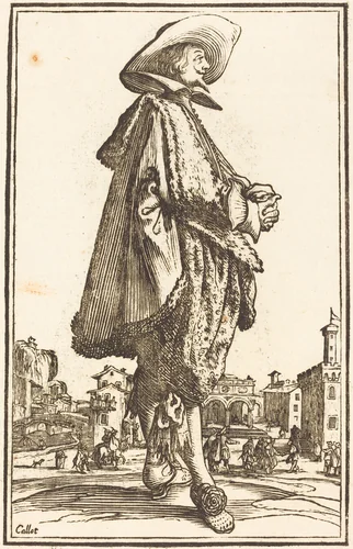 Noble Man with Folded Hands by Jacques Callot, print, 1623-1699
