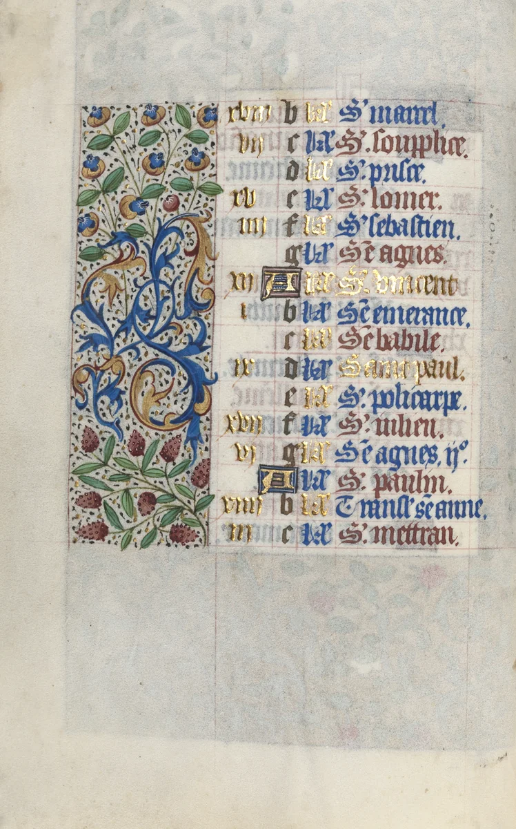 Book of Hours (Use of Rouen): fol. 1v by Master of the Geneva Latini, book, 1465-1475
