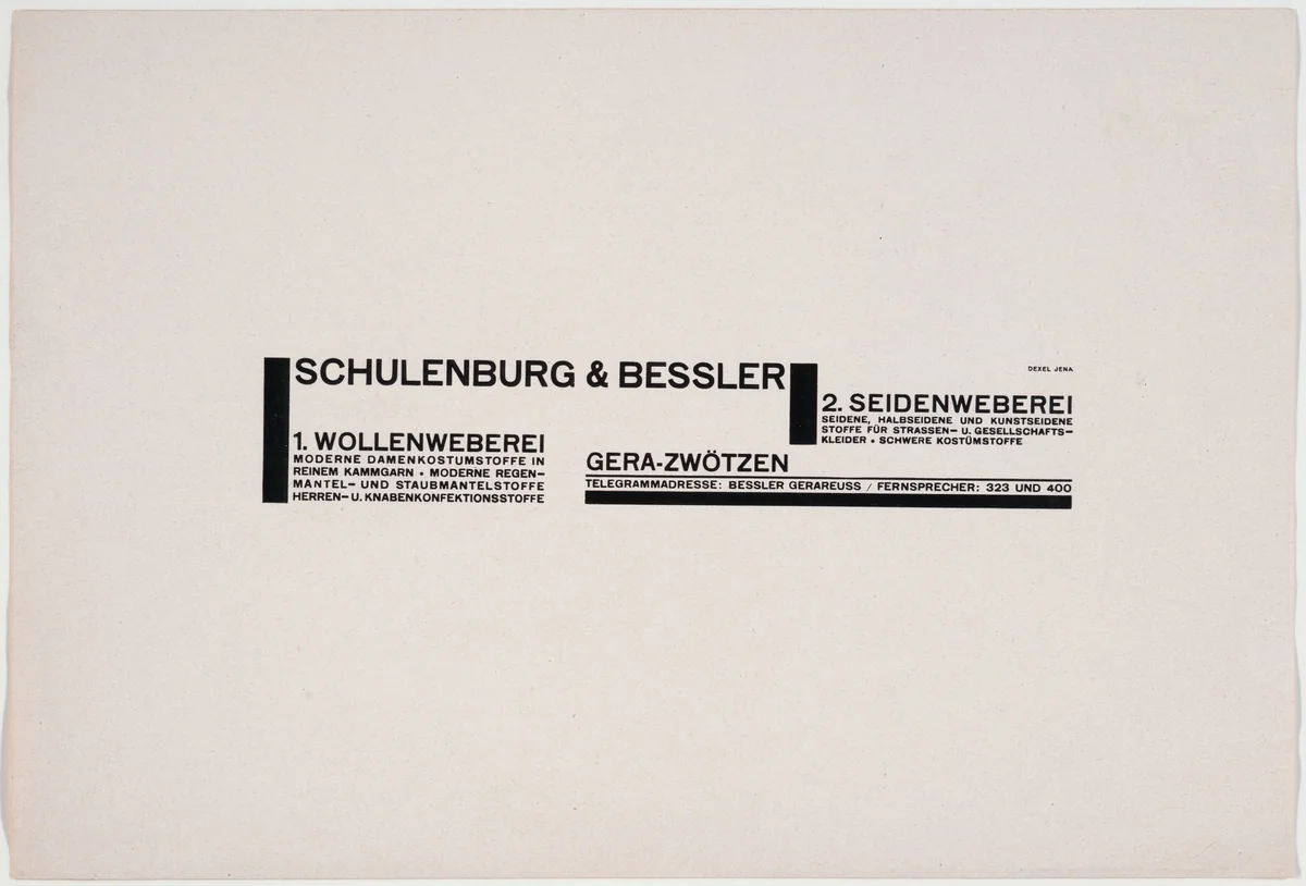 Schulenburg & Bessler by Walter Dexel, design, 1920