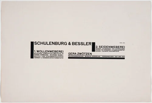 Schulenburg & Bessler by Walter Dexel, design, 1920