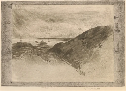 La Falaise: Baie de Saint-Malo (The Cliff: Saint-Malo Bay) by Félix-Hilaire Buhot, print, 1886-1890