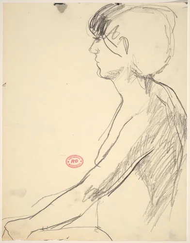 Untitled [seated female nude: side view] by Richard Diebenkorn, drawing, 1955-1967