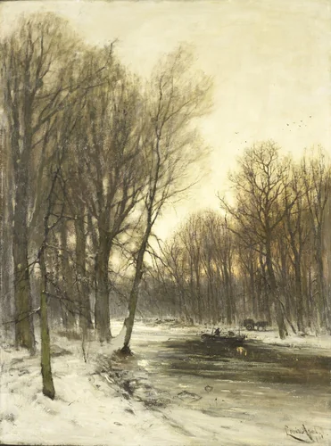 An Afternoon view of Snowy Woods by Louis Apol, painting, 1880-1936