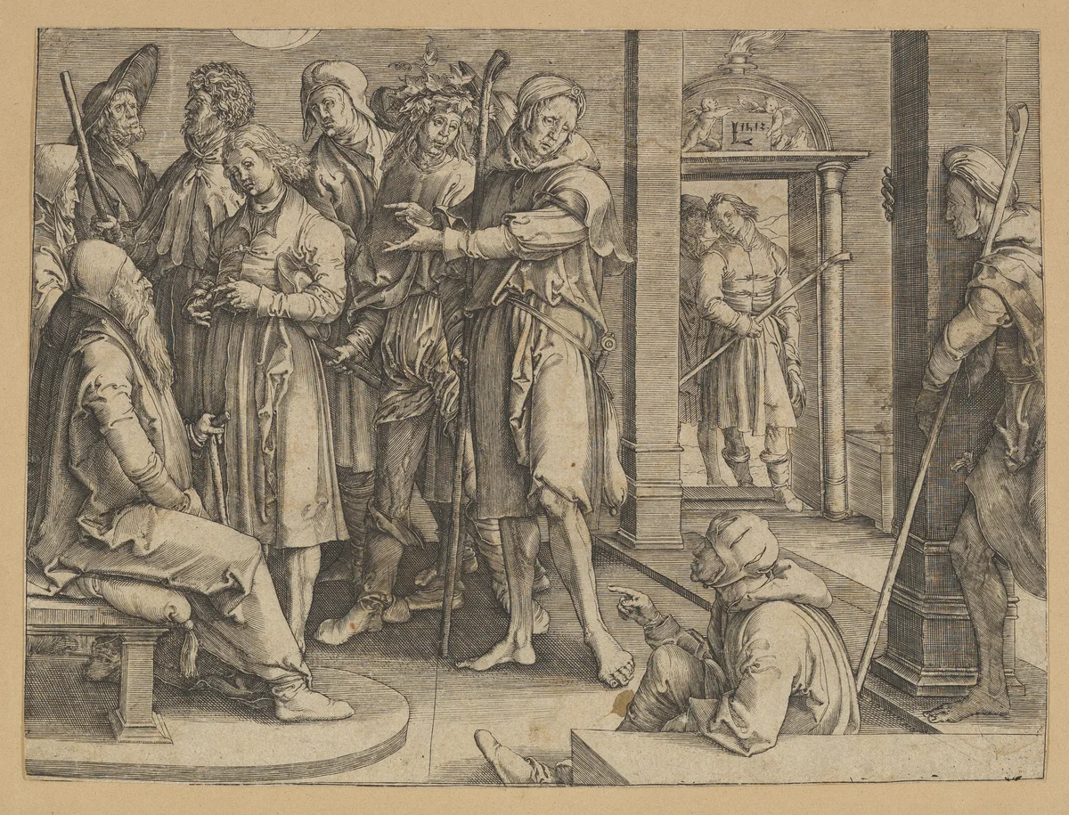 Joseph Interpreting His Dreams to Jacob (copy) by Lucas van Leyden, print, 1489-2006