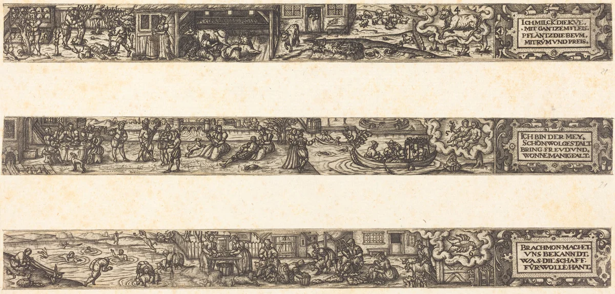 Three Months by Franz Brun, print, 1584