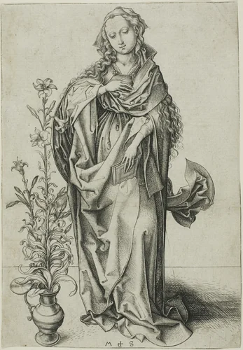 The Virgin of the Annunciation by Martin Schongauer, print, 1470-1475