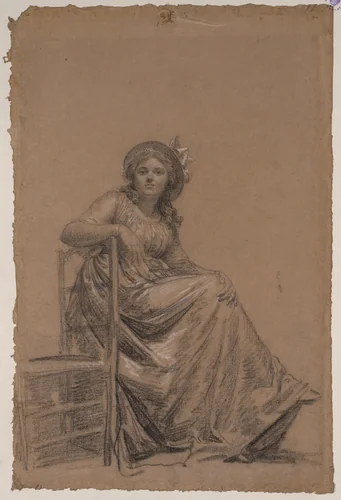Portrait of a Seated Woman by François-André Vincent, drawing, 1700-1799