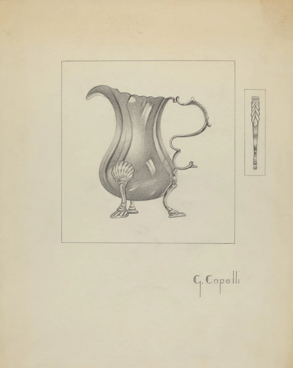 Silver Creamer by Giacinto Capelli, index of american design, 1936