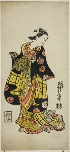 The Actor Sanjo Kantaro as a courtesan by Okumura Toshinobu, print, 1718-1728