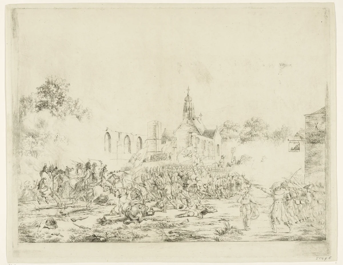 Slag bij Bergen, 19 september 1799 by Pieter Gerardus van Os, print, 1799-1801