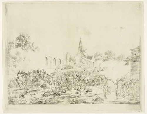 Slag bij Bergen, 19 september 1799 by Pieter Gerardus van Os, print, 1799-1801