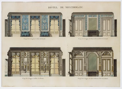Longitudinal and Cross Sections of the Salons of the Hôtel de Montholon by Jean Jacques Lequeu, drawing, 1785-1786