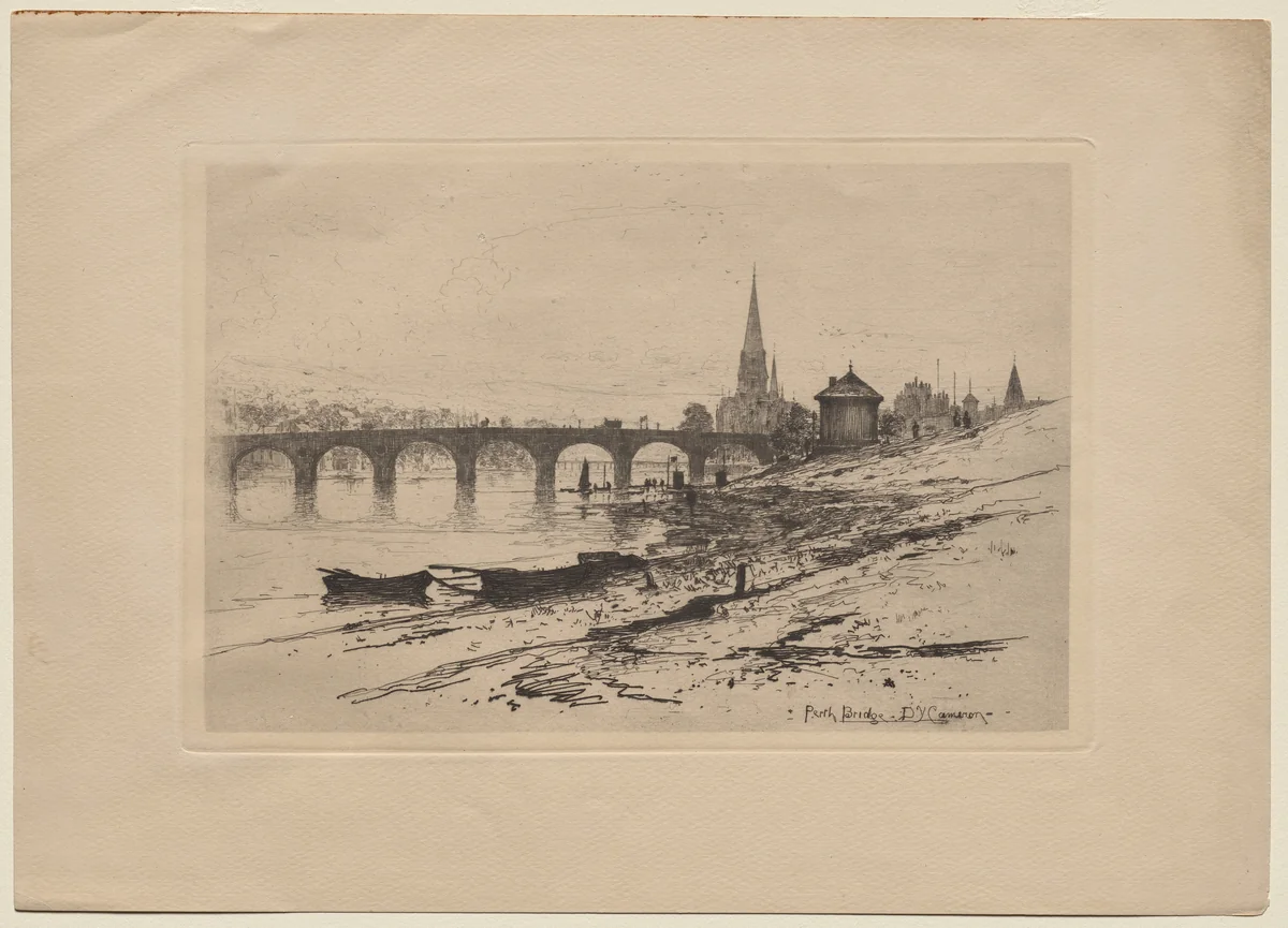 Perth Bridge by David Young Cameron, print, 1889