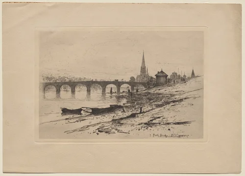 Perth Bridge by David Young Cameron, print, 1889