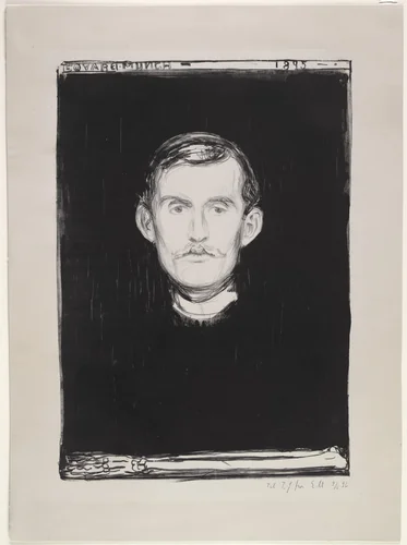 Self Portrait by Edvard Munch, print, 1895