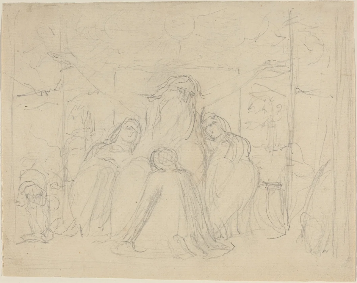 Job and His Daughters by William Blake, drawing, 1821