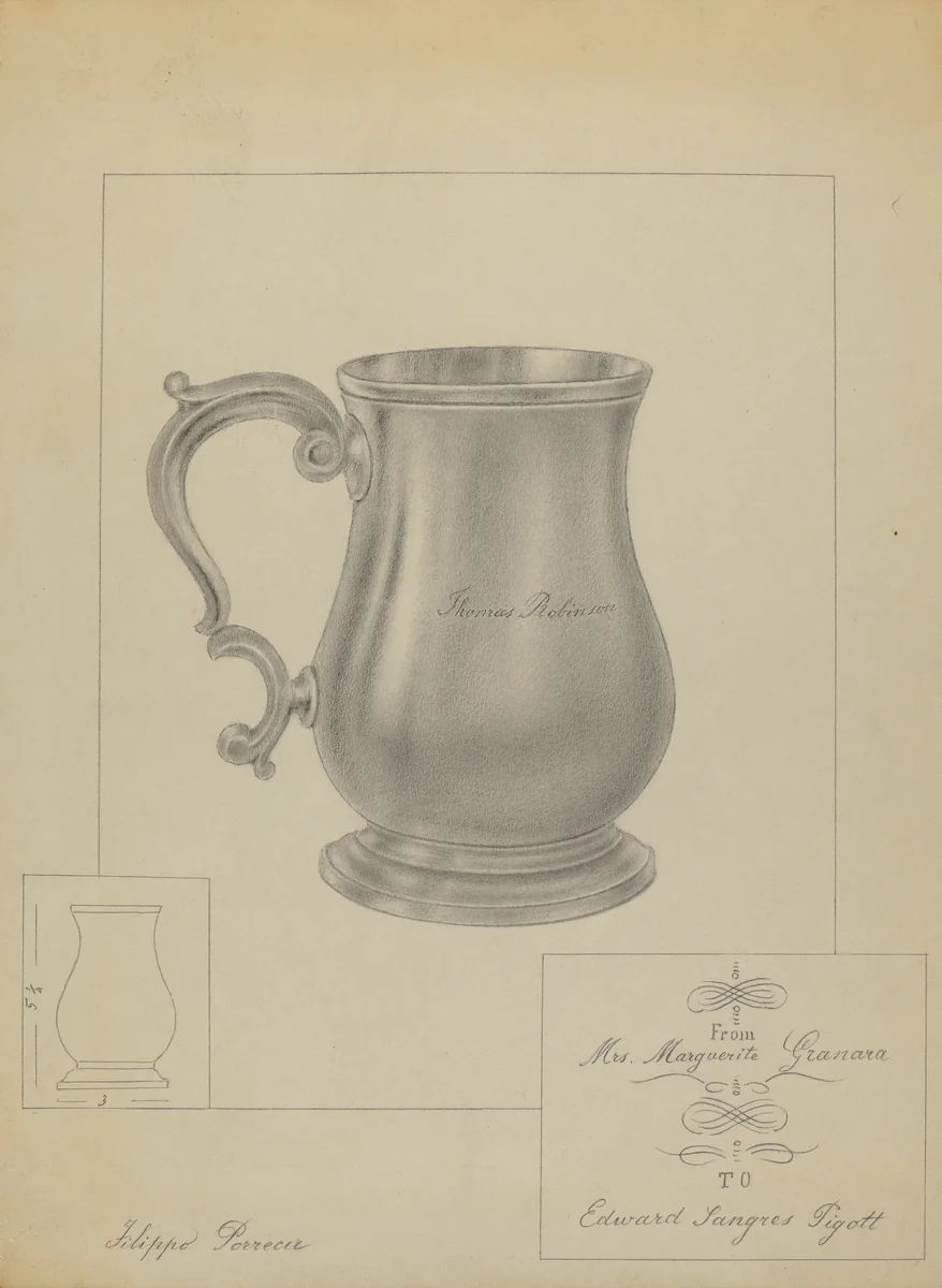 Silver Mug by Filippo Porreca, index of american design, 1936