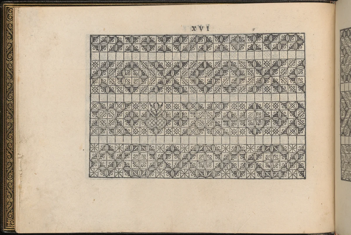 La Vera Perfettione del Disegno di varie sorti di recami, page 8 (verso) by Giovanni Ostaus, book, 1567