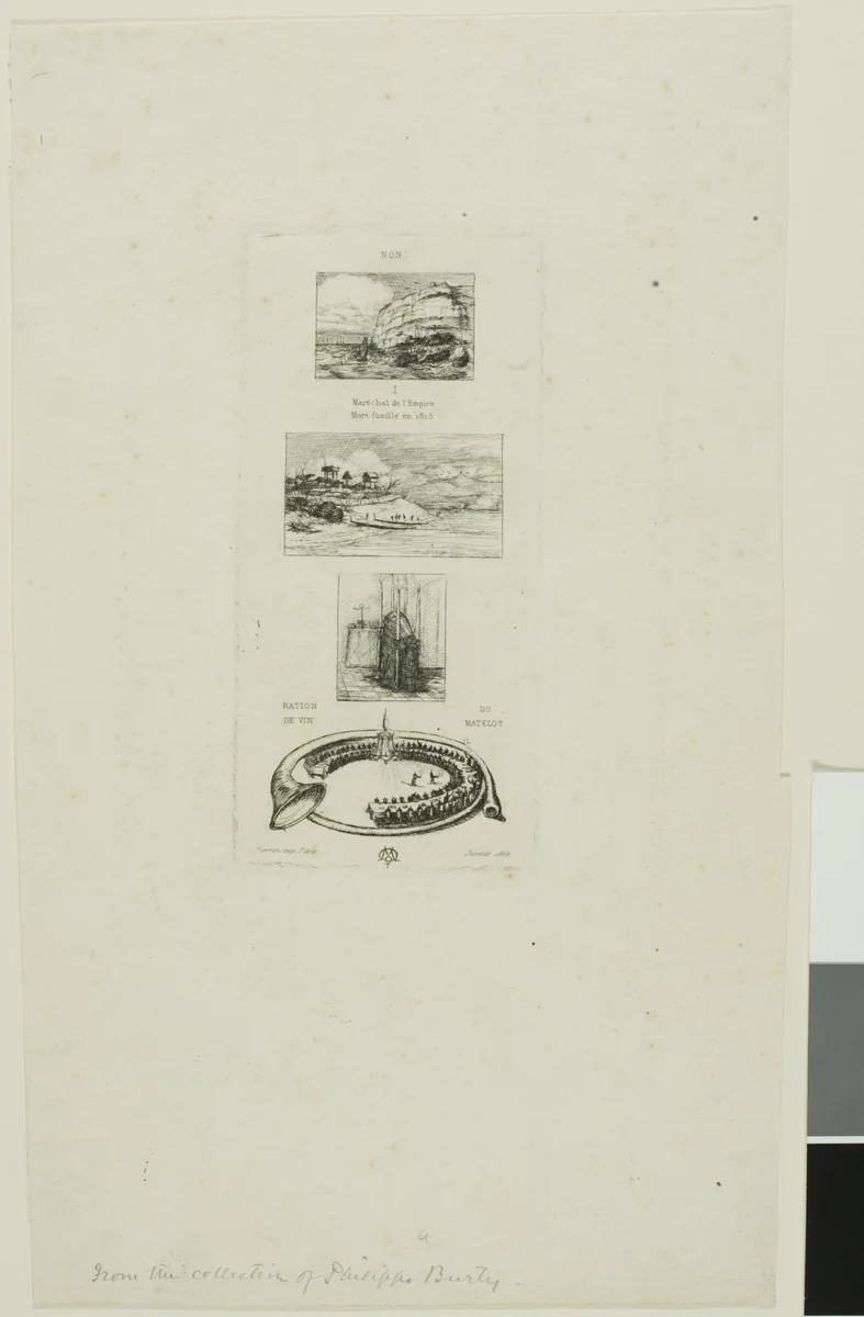 Rebus: 'No, Morny is not dead for he is marrying again' by Charles Meryon, print, 1866
