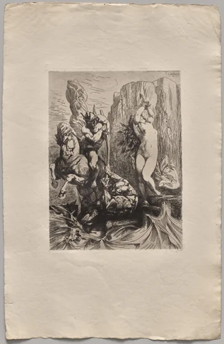 Perseus and Andromeda by Nicolas-François Chifflart, print, 1865