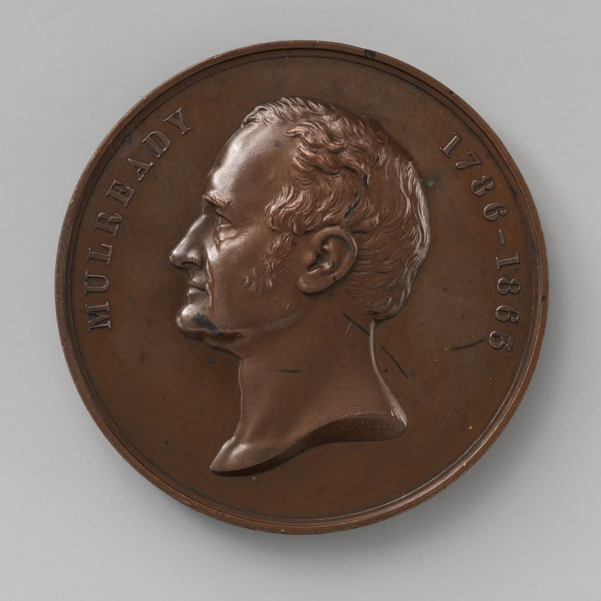 Art-Union medal of William Mulready by George Gammon Adams, metalwork, 1877