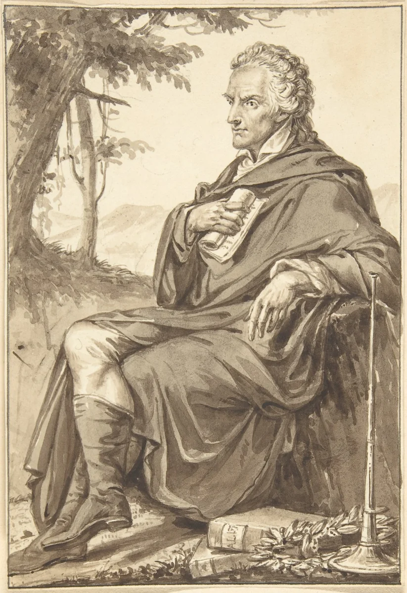 Portrait of Count Vittorio Alfieri by Jean-Baptiste-François Bosio, drawing, 1780-1827