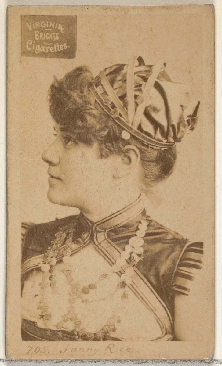 Card 705, Fanny Rice, from the Actors and Actresses series (N45, Type 2) for Virginia Brights Cigarettes by Allen & Ginter, photograph, 1885-1891