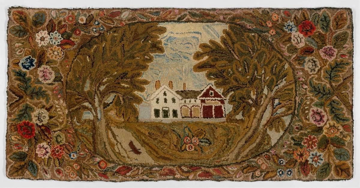 Hooked Rug by Lucy Trask Barnard, artwork, 1857-1860