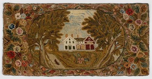 Hooked Rug by Lucy Trask Barnard, artwork, 1857-1860
