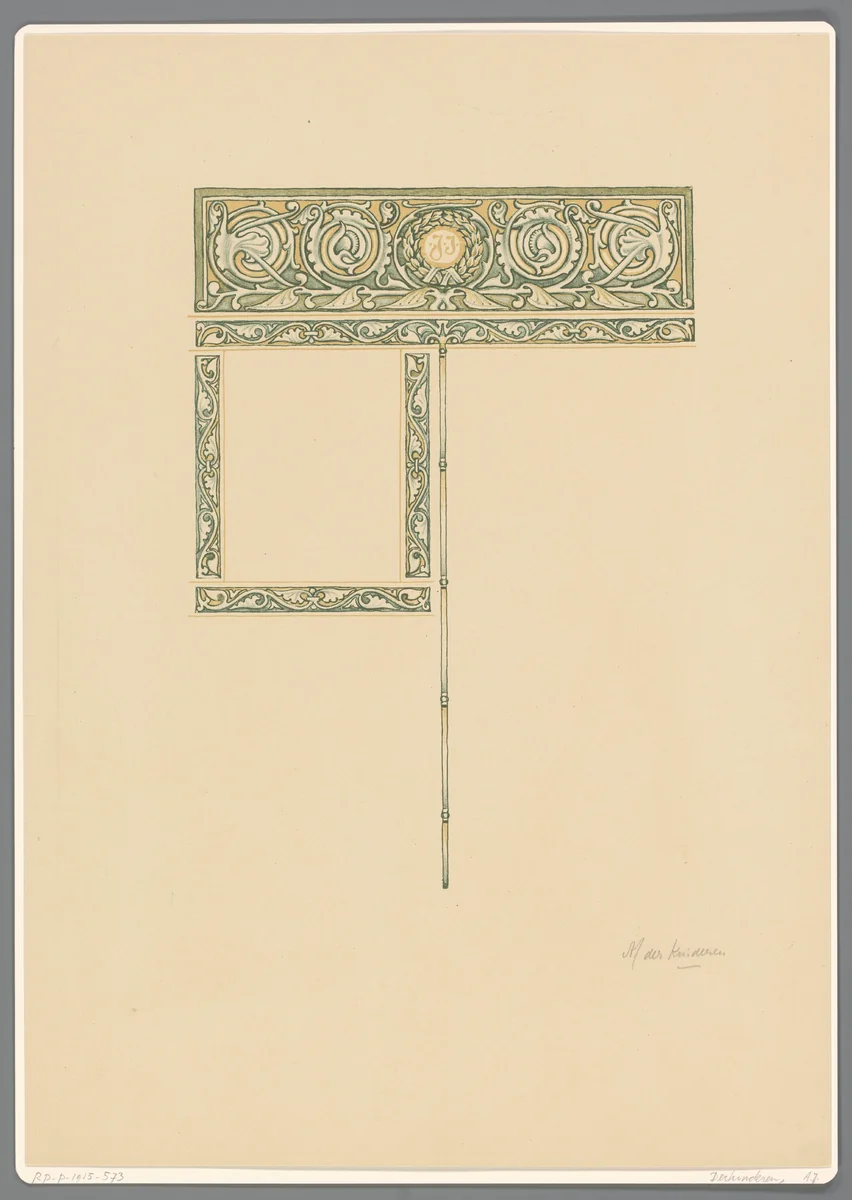 Bladversiering met de initialen van Isaac Israëls by Antoon Derkinderen, print, 1893-1894