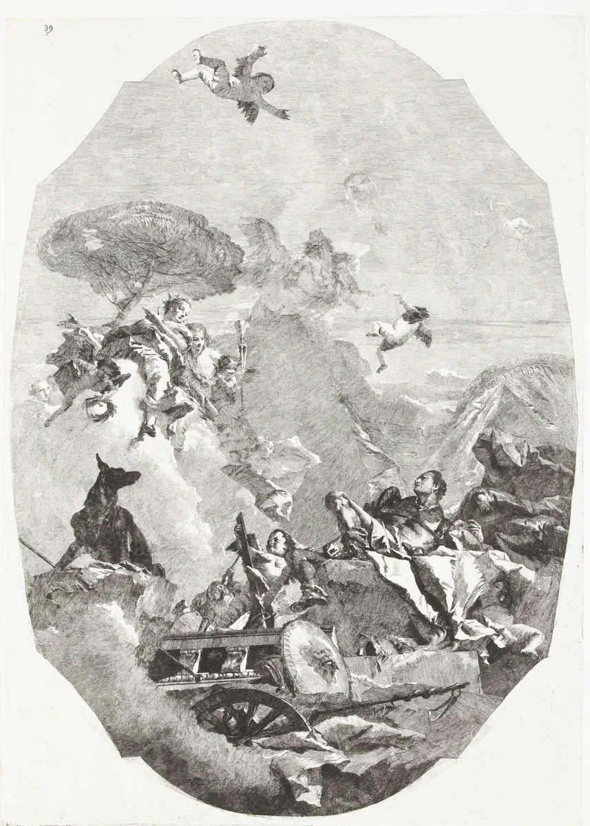 Triomf van Mars by Lorenzo Tiepolo, print, 1757-1761