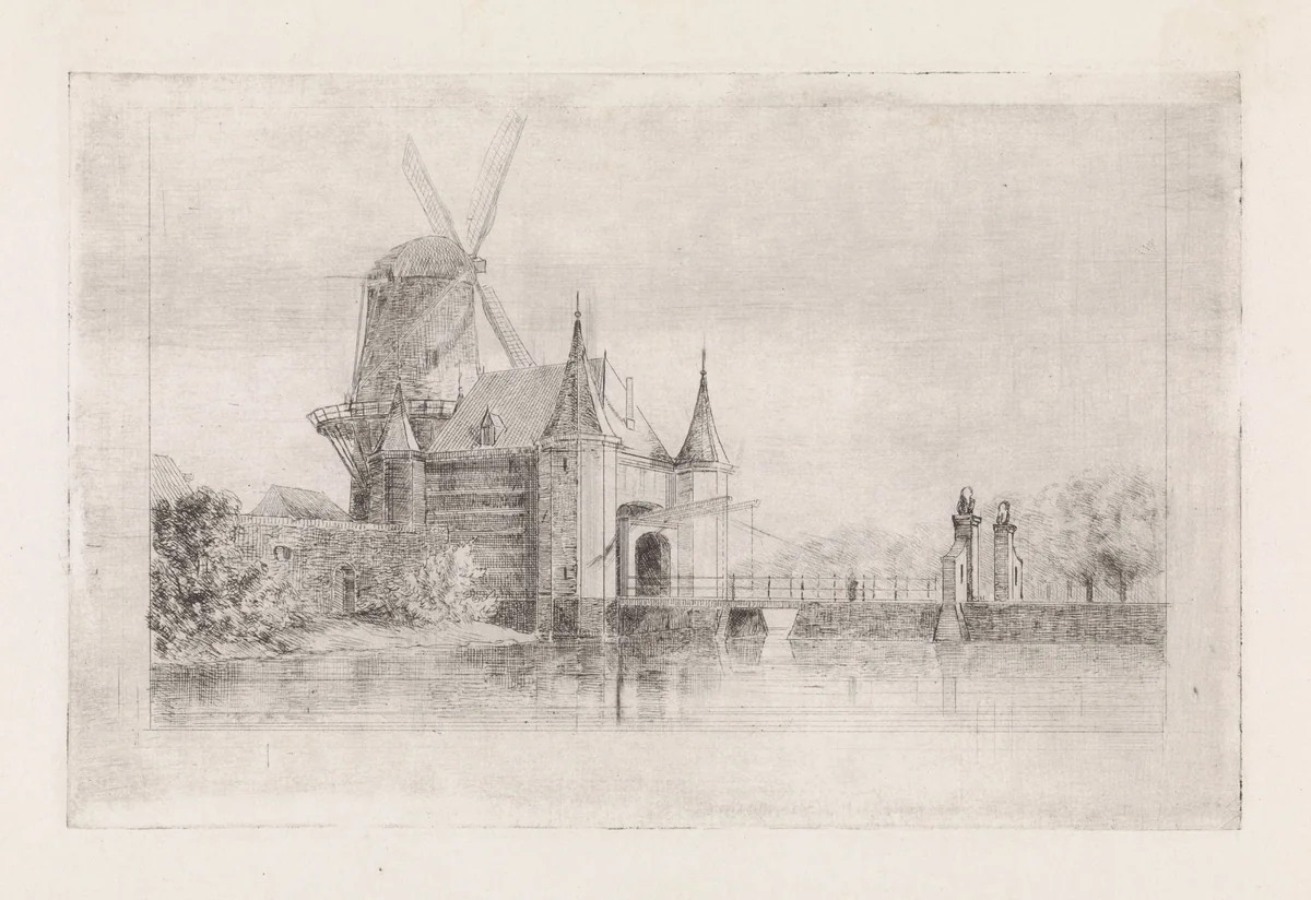 Kleiwegpoort te Gouda by Gijsbertus Johannes Verspuy, print, 1833-1862