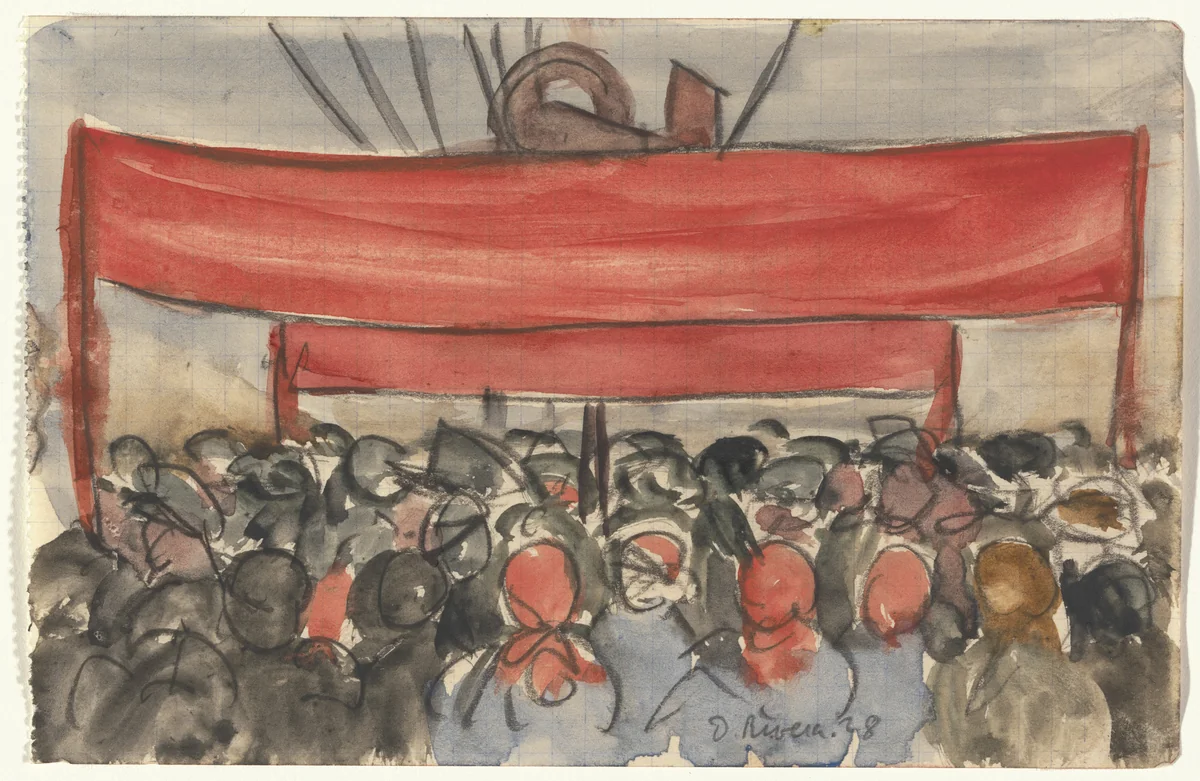 May Day, Moscow by Diego Rivera, drawing, 1928