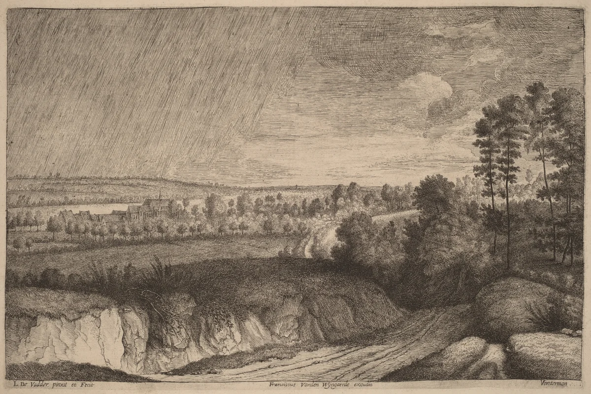 Rainy Landscape by Lucas Emil Vorsterman, print, 1636-1669