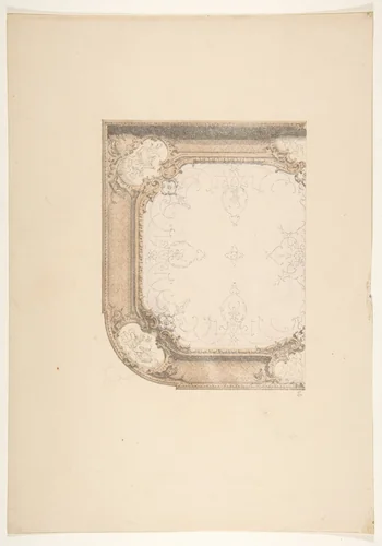 Design for a ceiling by Jules-Edmond-Charles Lachaise, drawing, 1850-1900