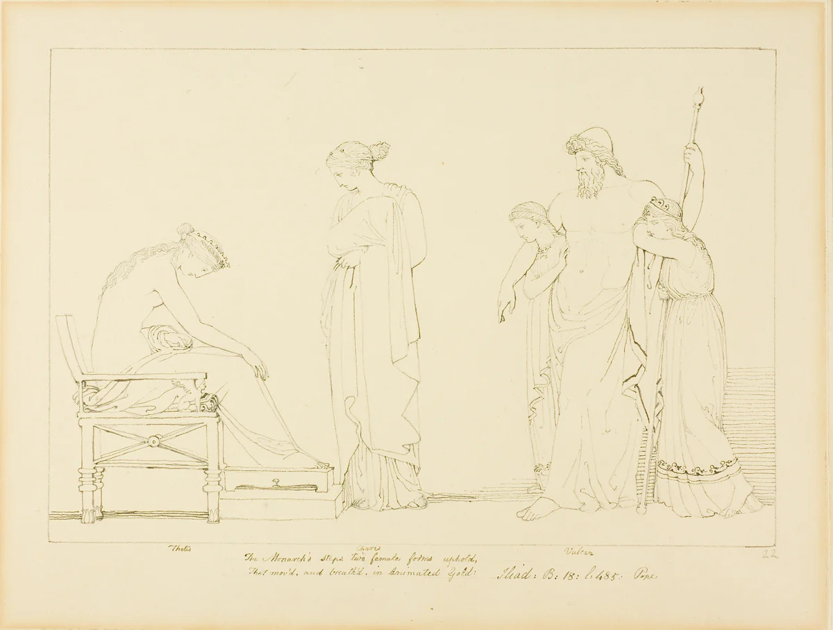 Vulcan and Thetis by John Flaxman, drawing, 1775-1826