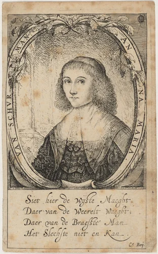 Anna Maria van Schurman by Paulus Lesire, print, 1643