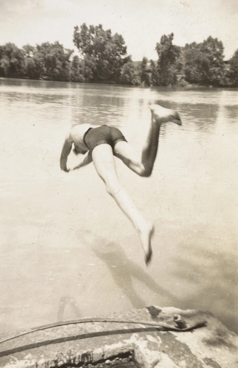 Untitled, (Man diving) by Unidentified Photographer, photograph, 1920