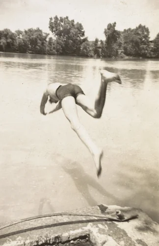 Untitled, (Man diving) by Unidentified Photographer, photograph, 1920