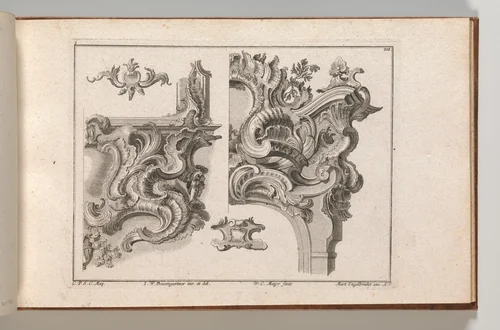 Suggestion for the Decoration of Lower Right and Top Right of an Altar Frame, Plate 2 from an Untitled Series with Rocailles Ornaments for Altar and Door Frames by Wolffgang Christoph Mayr, book, 1745-1755